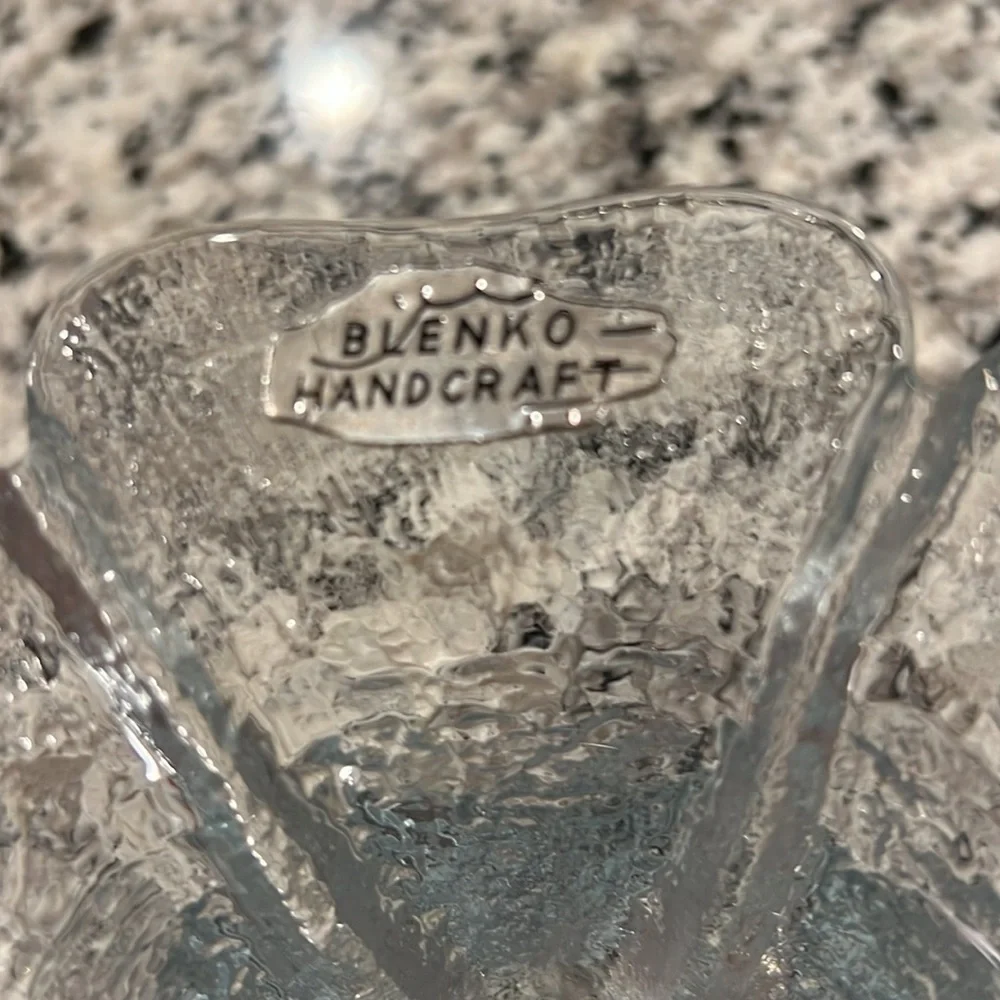 Vintage Blenko handcrafted flower glass candle holder